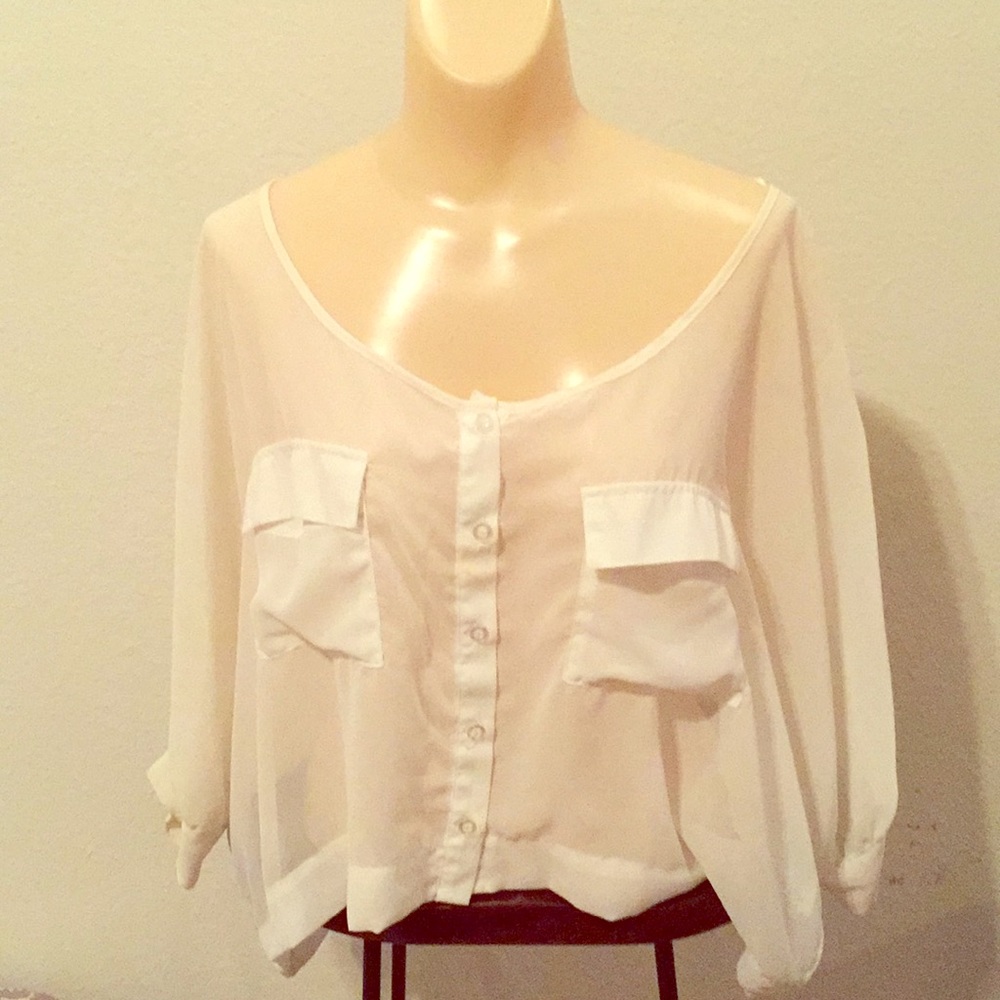 White oversized sheer t shirt